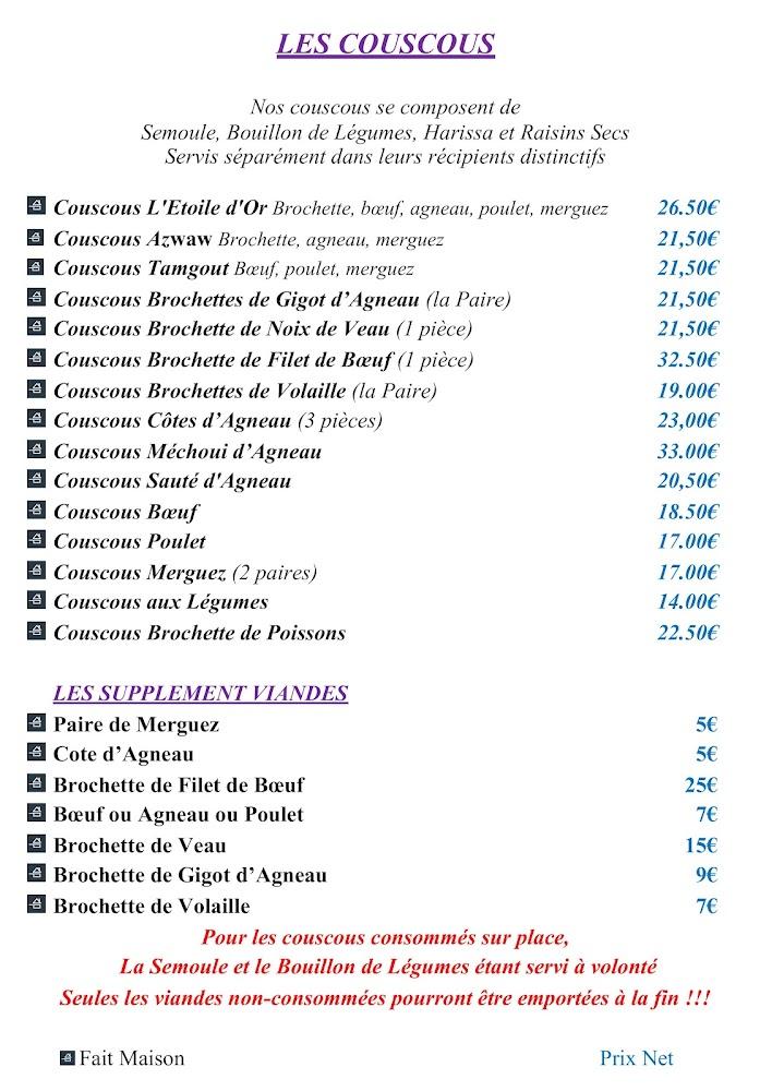 L'ETOILE D'OR - Menu Image 1